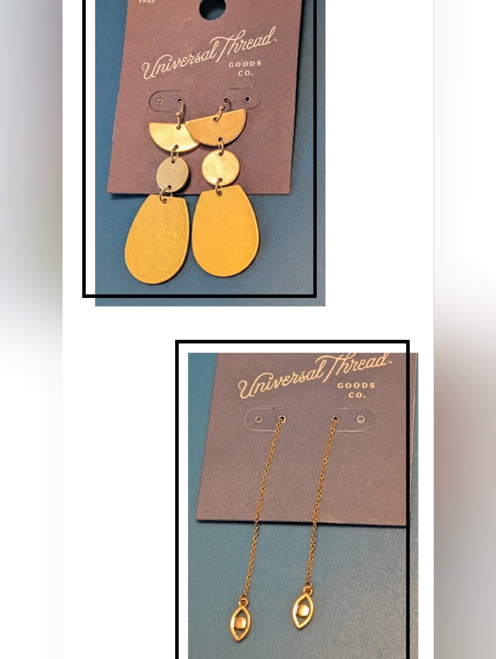 Set Of 2 Universal Thread Matte Gold Drop Earrings